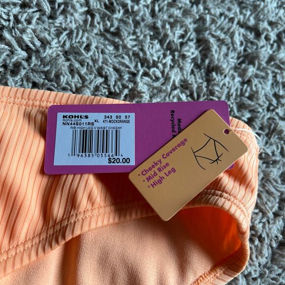 NWT! Juniors' Ninety-Nine° Orange High Leg V-Waist Cheeky Bikini Bottoms Size XL - Picture 5 of 5